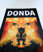 DONDA LP3 Kanye Bear on fire Poster angled front