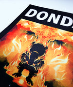 DONDA LP3 Kanye Bear on fire Poster angled right close-up