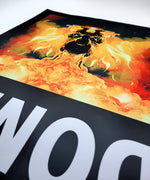 DONDA LP3 Kanye Bear on fire Poster angled right close-up 2