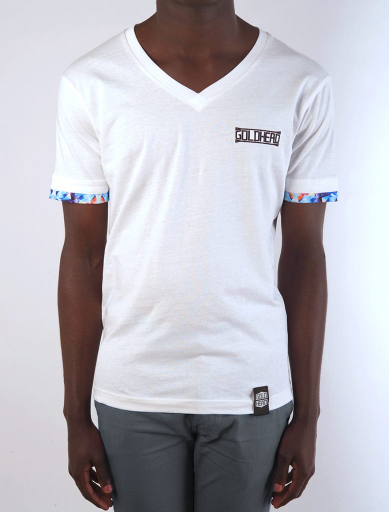 Diamond Trim V-neck White