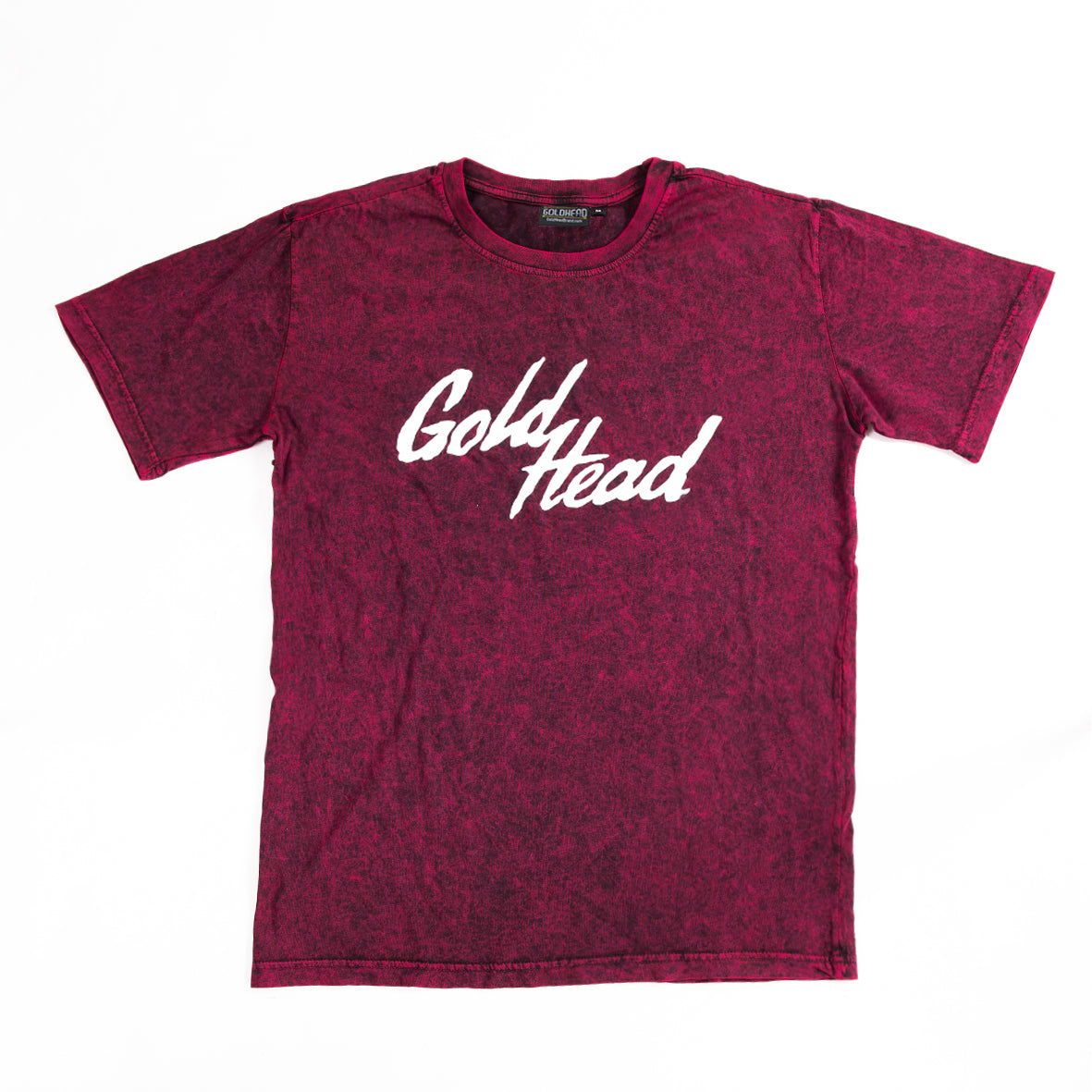 Staggered Logo Berry Acid Washed T-shirt